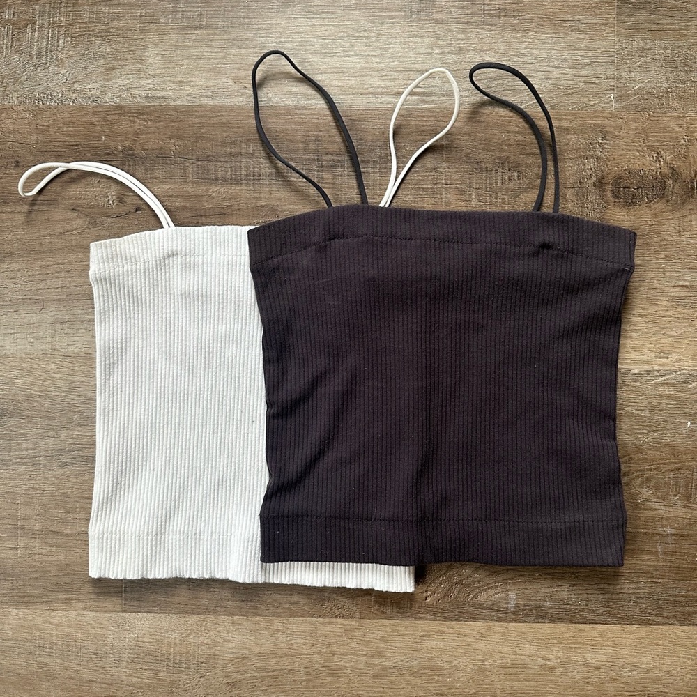 American Eagle ribbed black & white tank tops